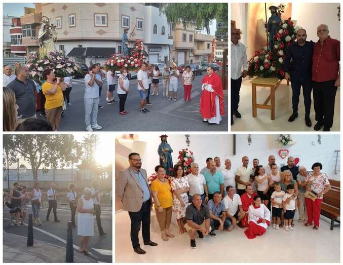 Momentos de la procesión de este lunes por las calles de Lomo Cementerio/TA.